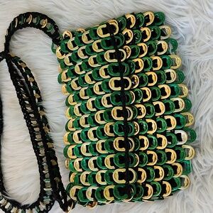 POP TAB METALLIC GREEN AND GOLD SMALL CROSSBODY BAG